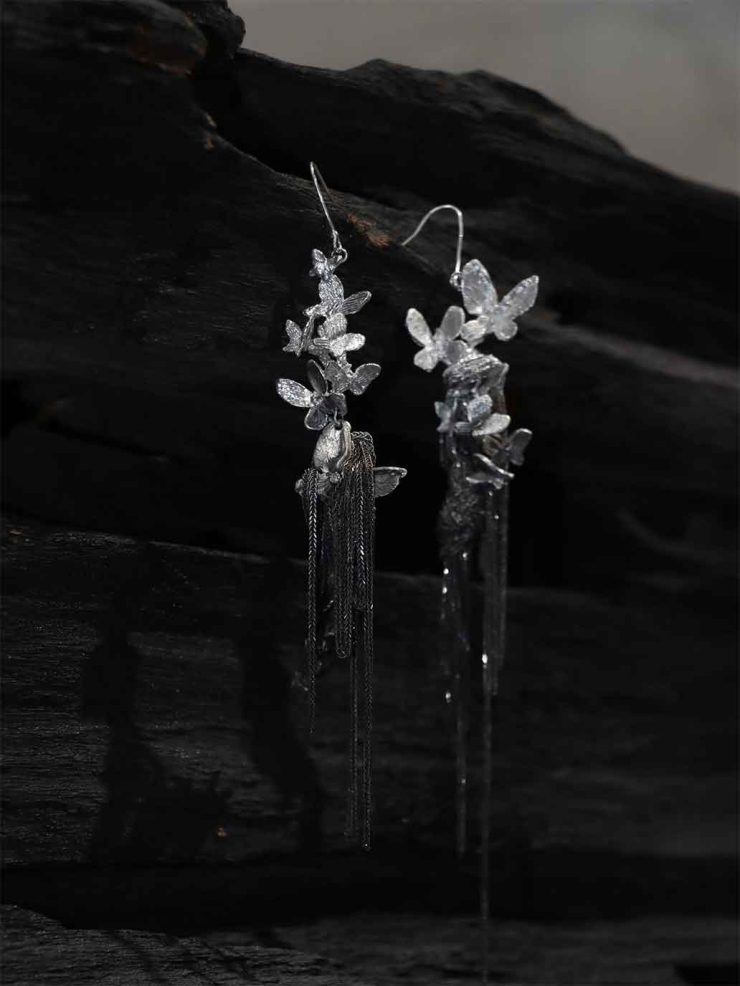 Black Butterfly Hook Earrings - Single