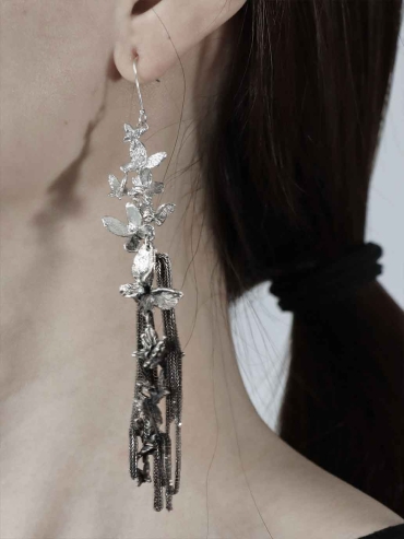 Black Butterfly Hook Earrings - Single