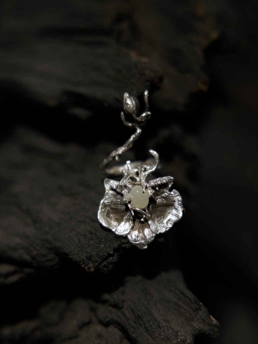 Silver Orchid Vine Ring