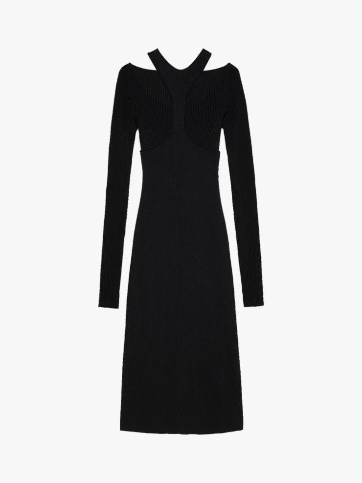 CAES Layered Knit Cut-Out Dress