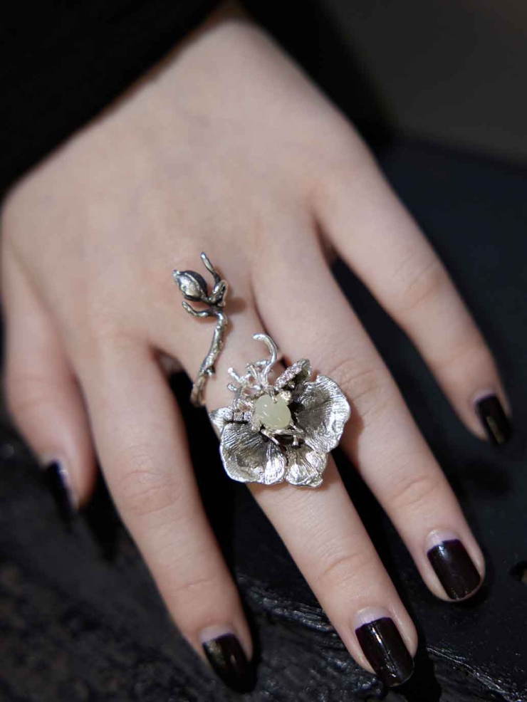 Silver Orchid Vine Ring
