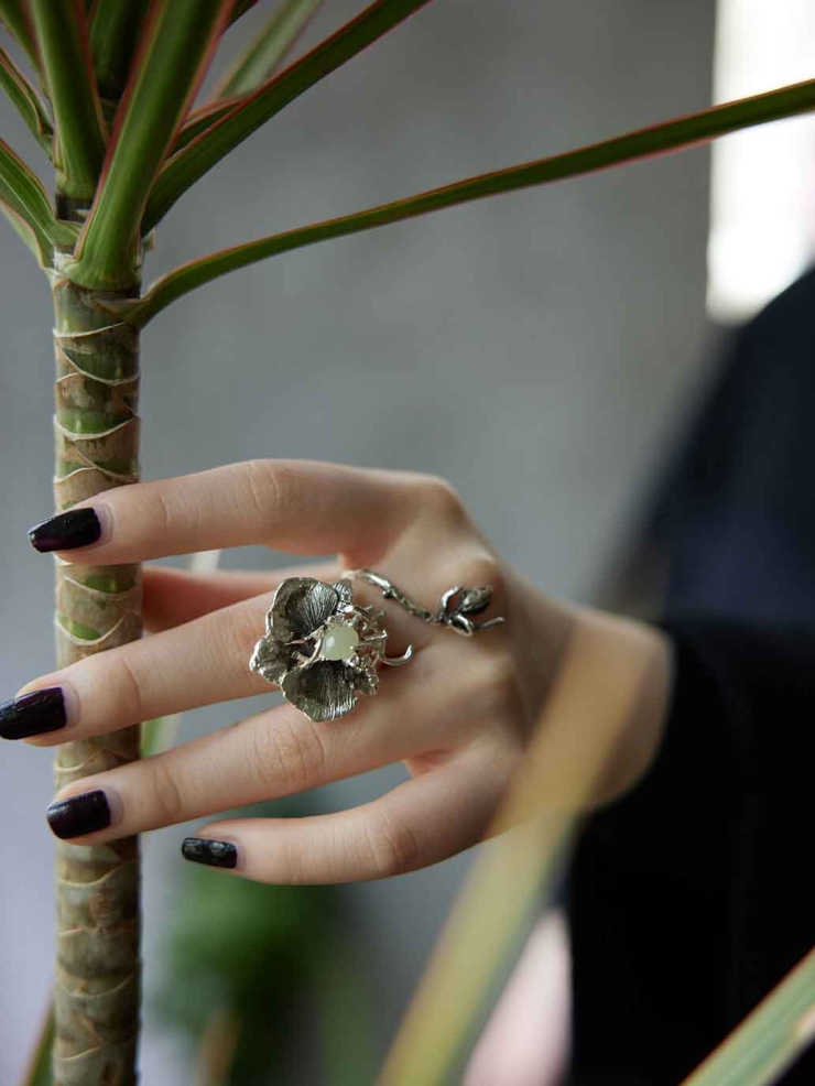 Silver Orchid Vine Ring