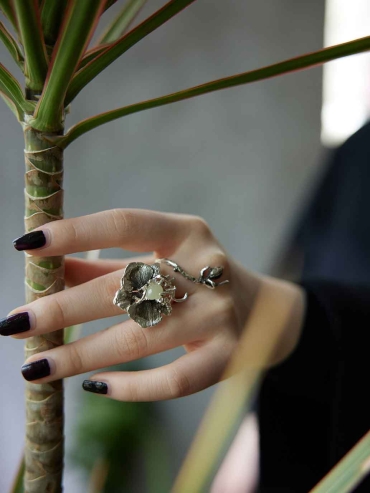 Silver Orchid Vine Ring
