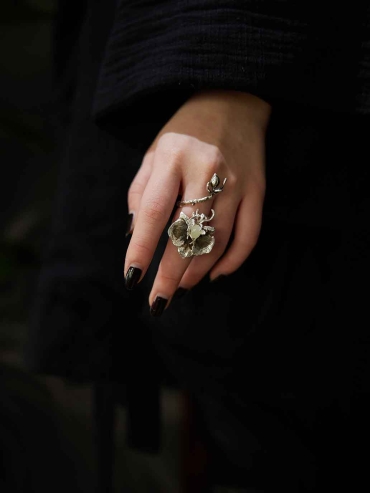 Silver Orchid Vine Ring