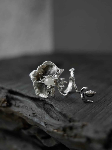 Silver Orchid Vine Ring