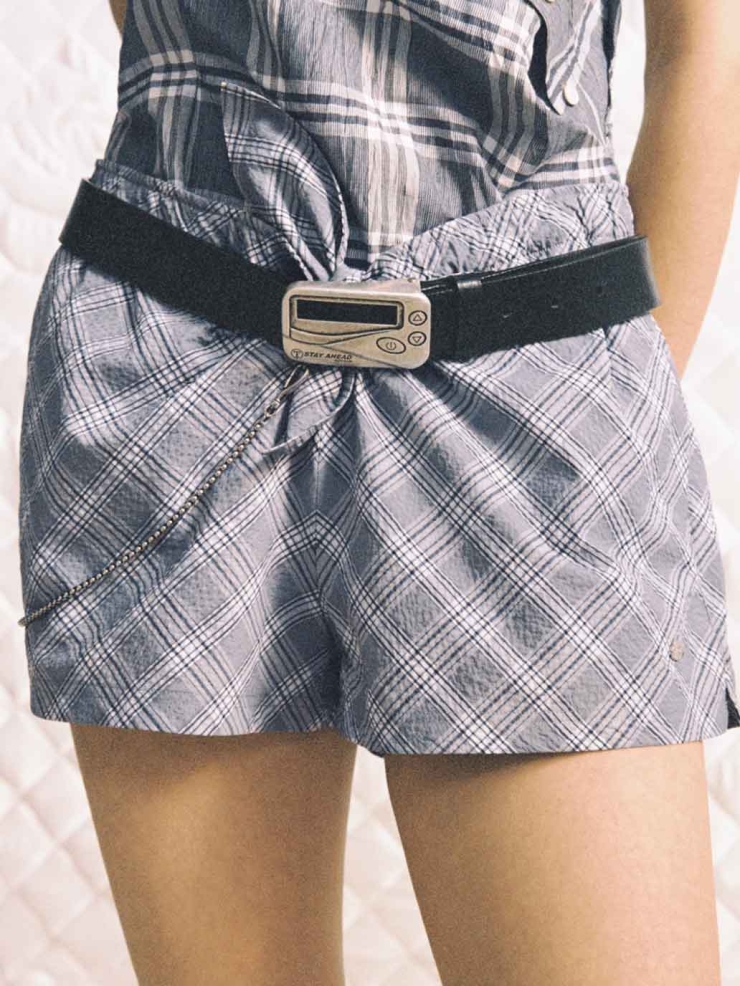Blue Bow Plaid Shorts
