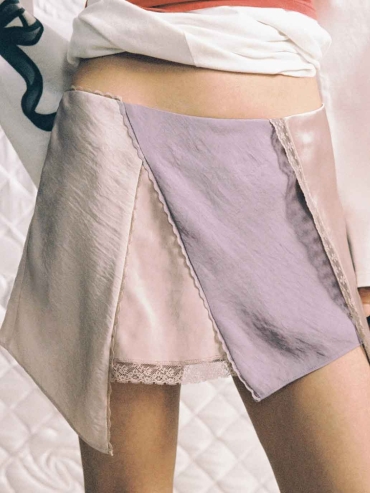 Pink Lace Mini Skirt