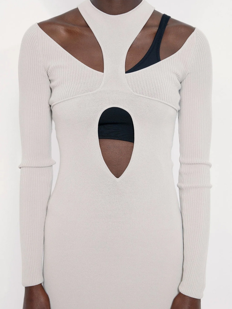 CAES Layered Knit Cut-Out Dress