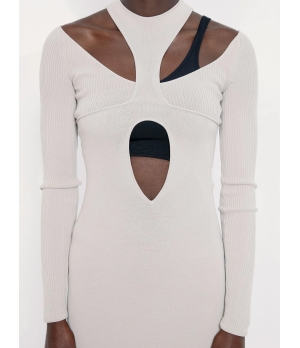 CAES Layered Knit Cut-Out Dress