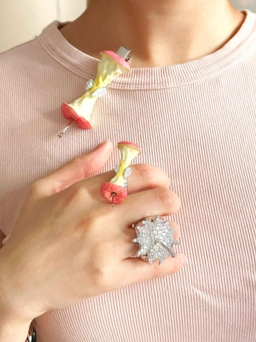 Pink Spinning Apple Core Ring
