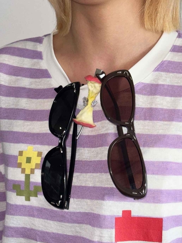 Pink Apple Core Hair Clip