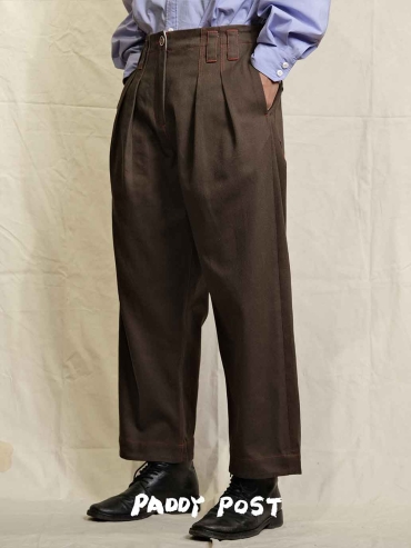 Brown High-waisted Straight-leg Pants
