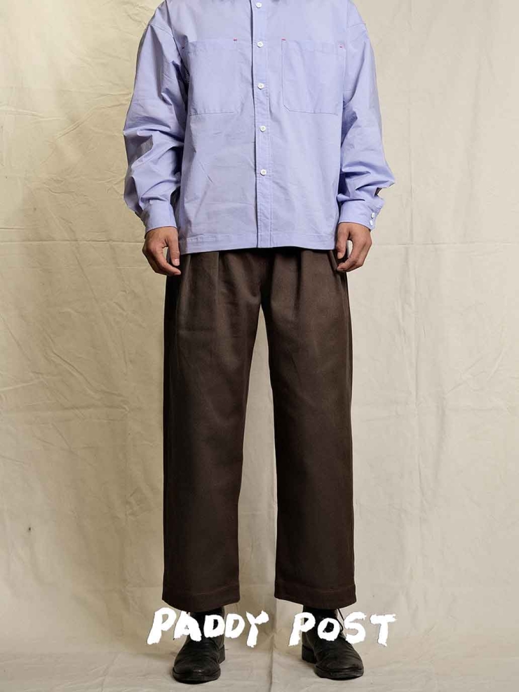 Brown High-waisted Straight-leg Pants