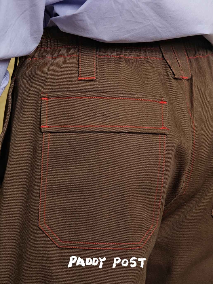 Brown High-waisted Straight-leg Pants