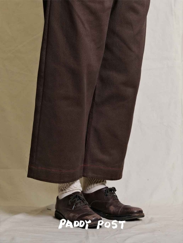 Brown High-waisted Straight-leg Pants