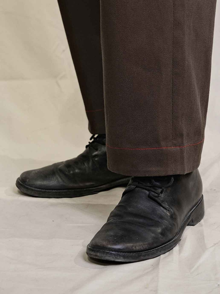 Brown High-waisted Straight-leg Pants