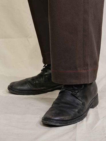 Brown High-waisted Straight-leg Pants