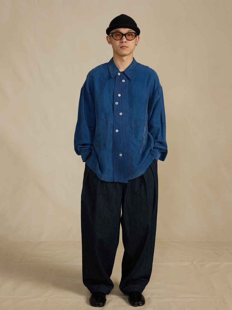 Navy Relaxed Denim Trousers