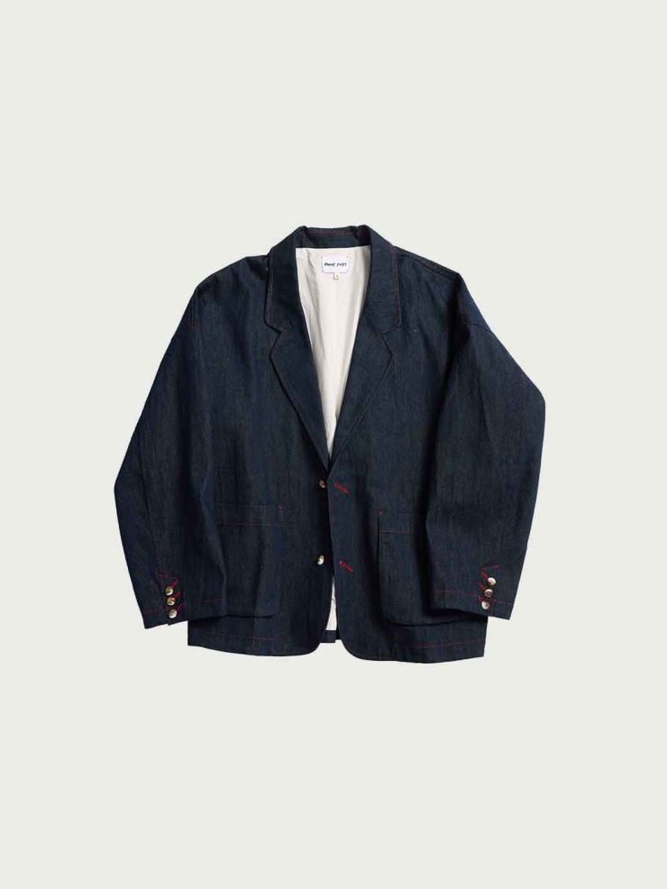 Navy Relaxed-fit Denim Suit Jacket