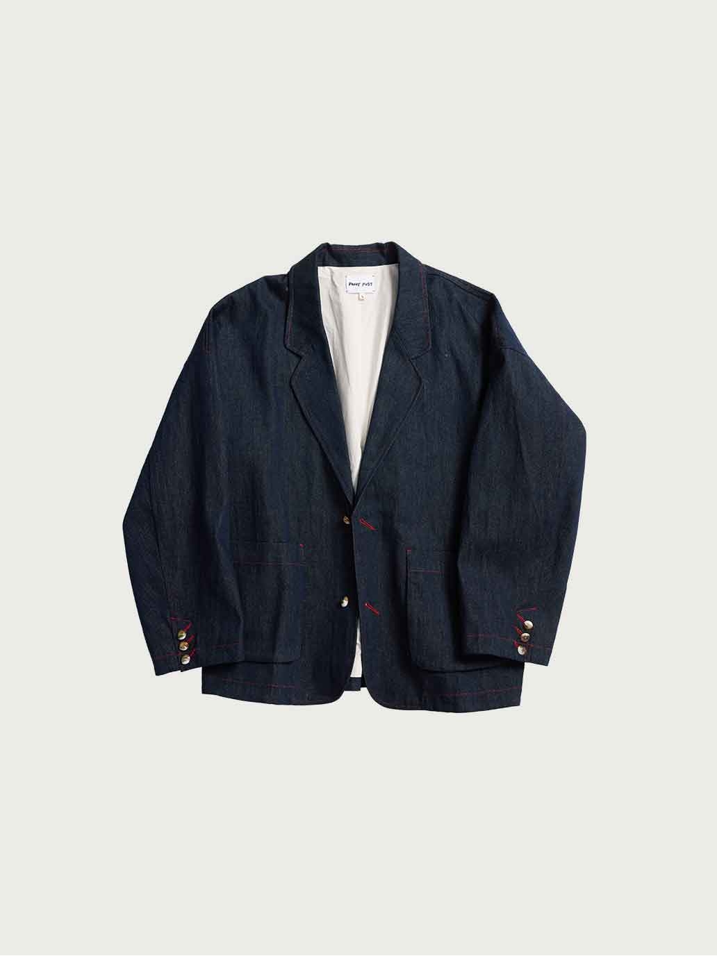 Navy Relaxed-fit Denim Suit Jacket