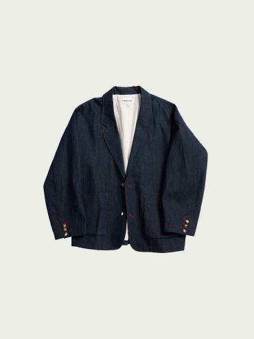 Navy Relaxed-fit Denim Suit Jacket
