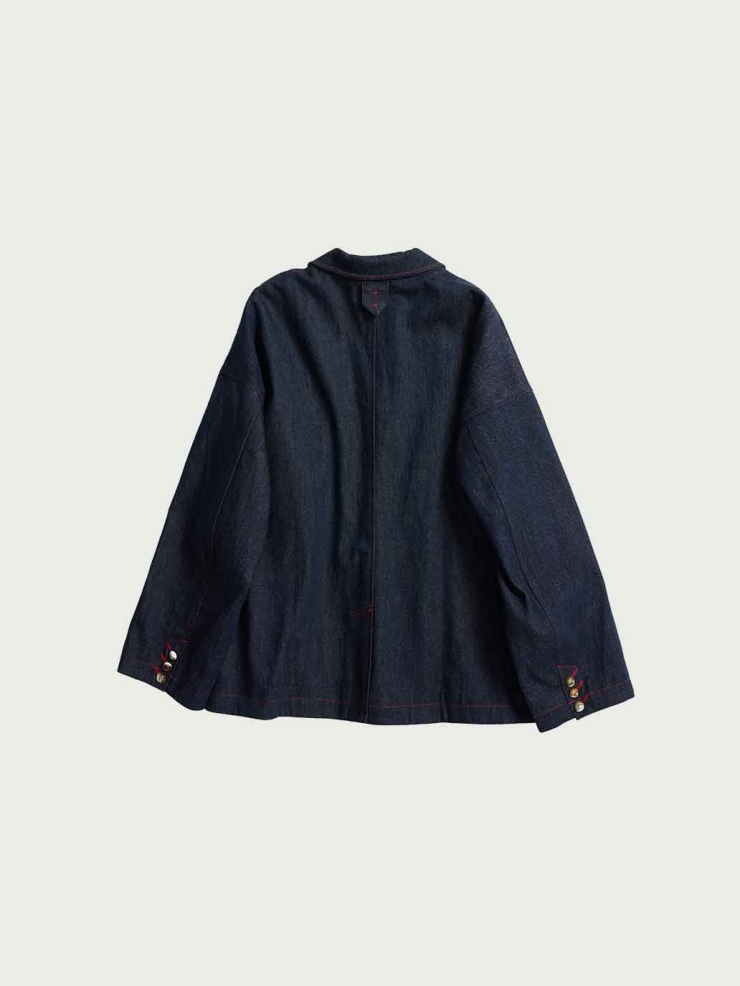 Navy Relaxed-fit Denim Suit Jacket