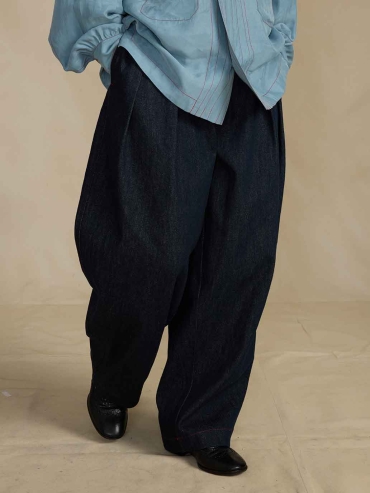 Navy Relaxed Denim Trousers