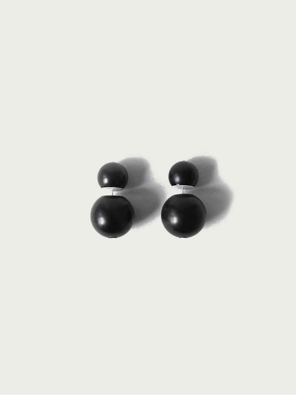 Compounded Large  Orb  Earrings in  Ebony  Wood