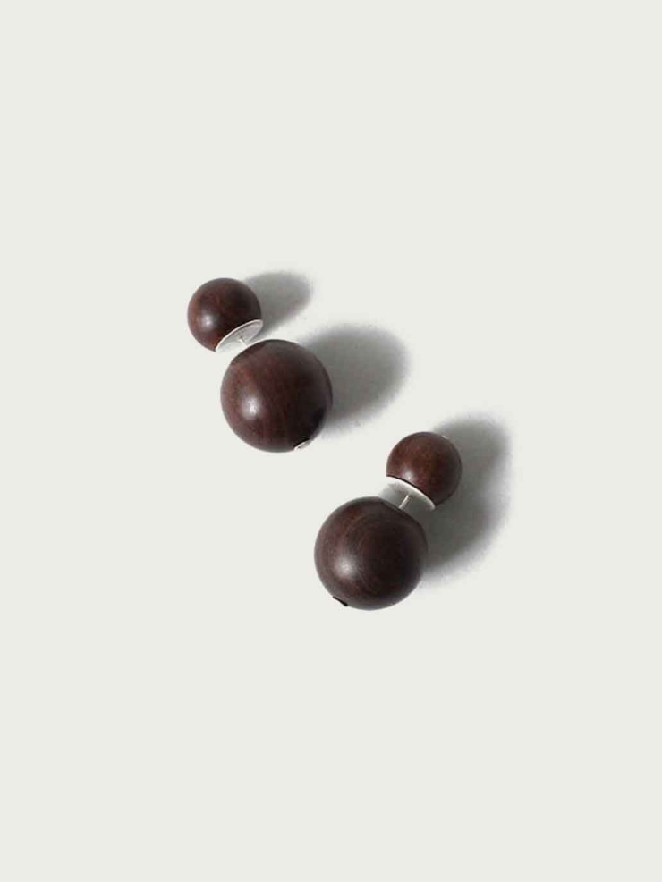 Compounded Large  Orb  Earrings in  Zebra  Wood