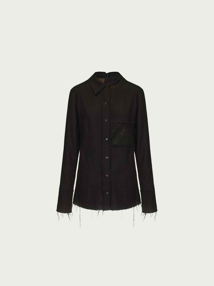 Black Wool-Lace Shirt