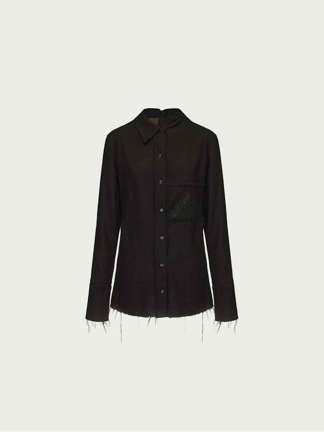 Black Wool-Lace Shirt