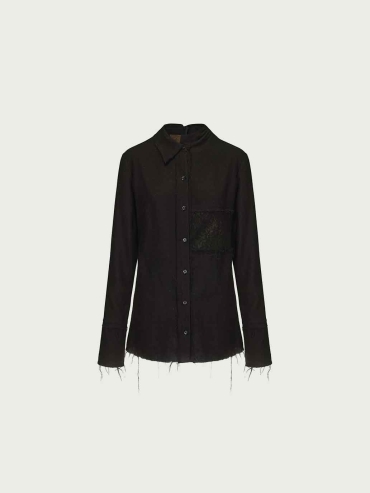 Black Wool-Lace Shirt