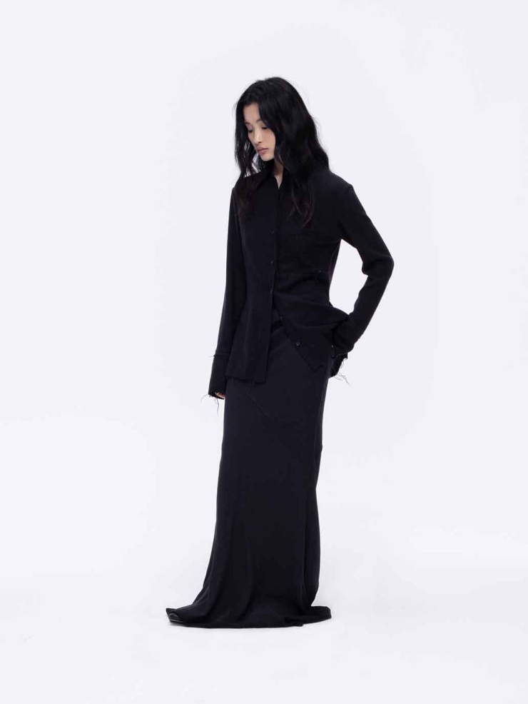 Black Wool-Lace Shirt