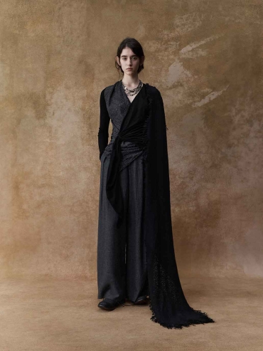 Black Knit Tie-Detail Base Top