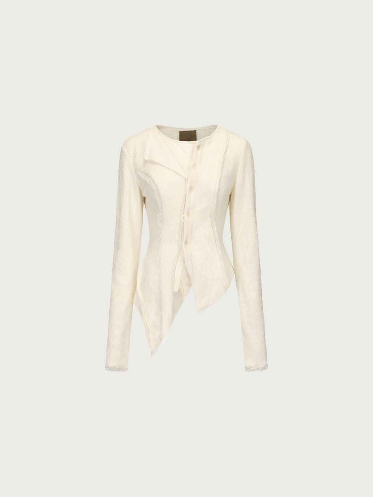 Cream Paneled Faux-Layered Top