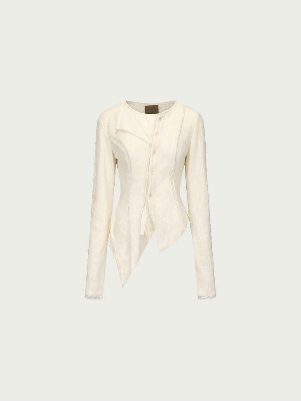 Cream Paneled Faux-Layered Top