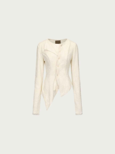Cream Paneled Faux-Layered Top