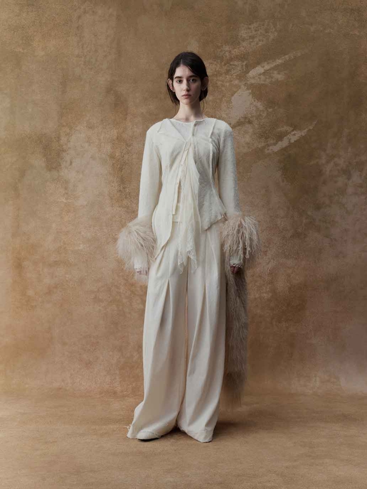 Cream Paneled Faux-Layered Top