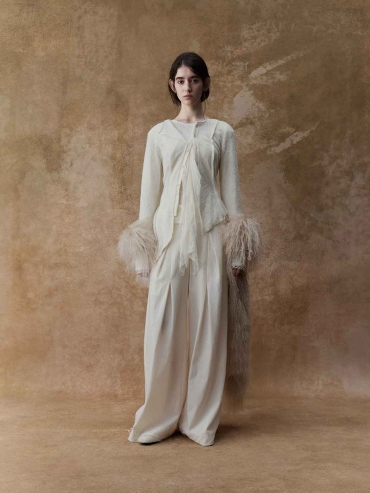 Cream Paneled Faux-Layered Top