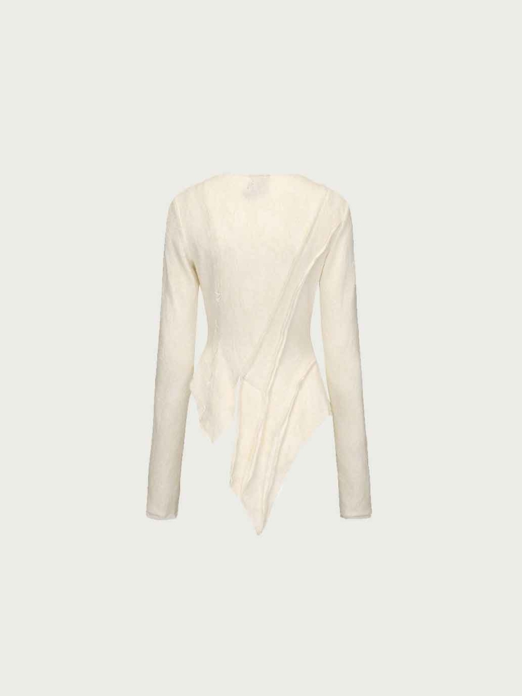 Cream Paneled Faux-Layered Top
