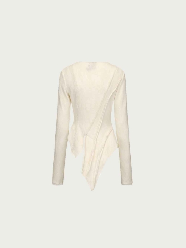 Cream Paneled Faux-Layered Top