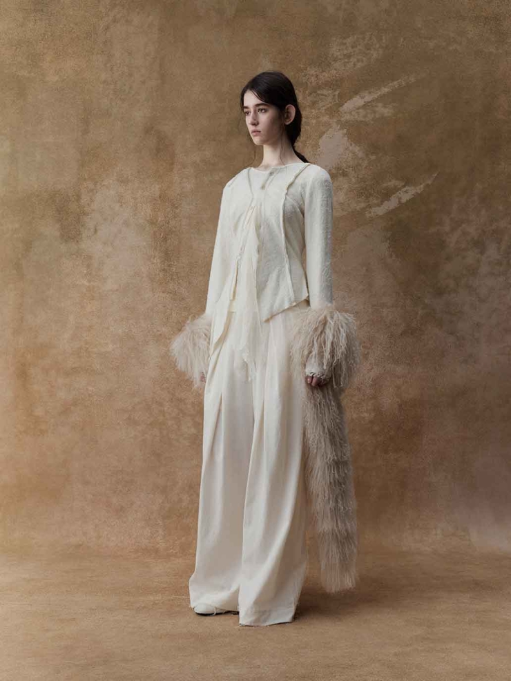 Cream Paneled Faux-Layered Top