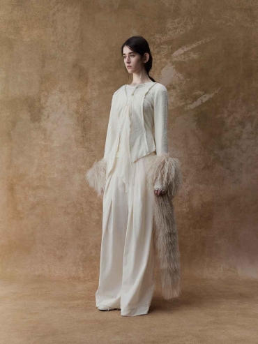 Cream Paneled Faux-Layered Top