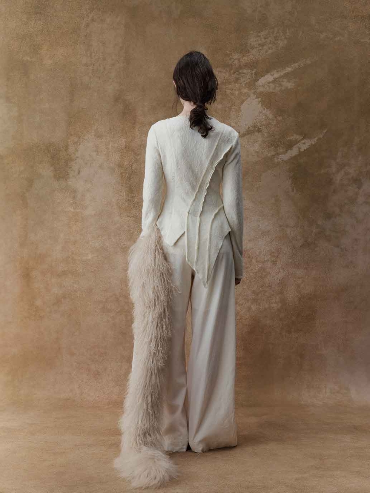 Cream Paneled Faux-Layered Top