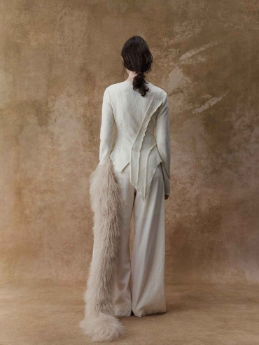 Cream Paneled Faux-Layered Top