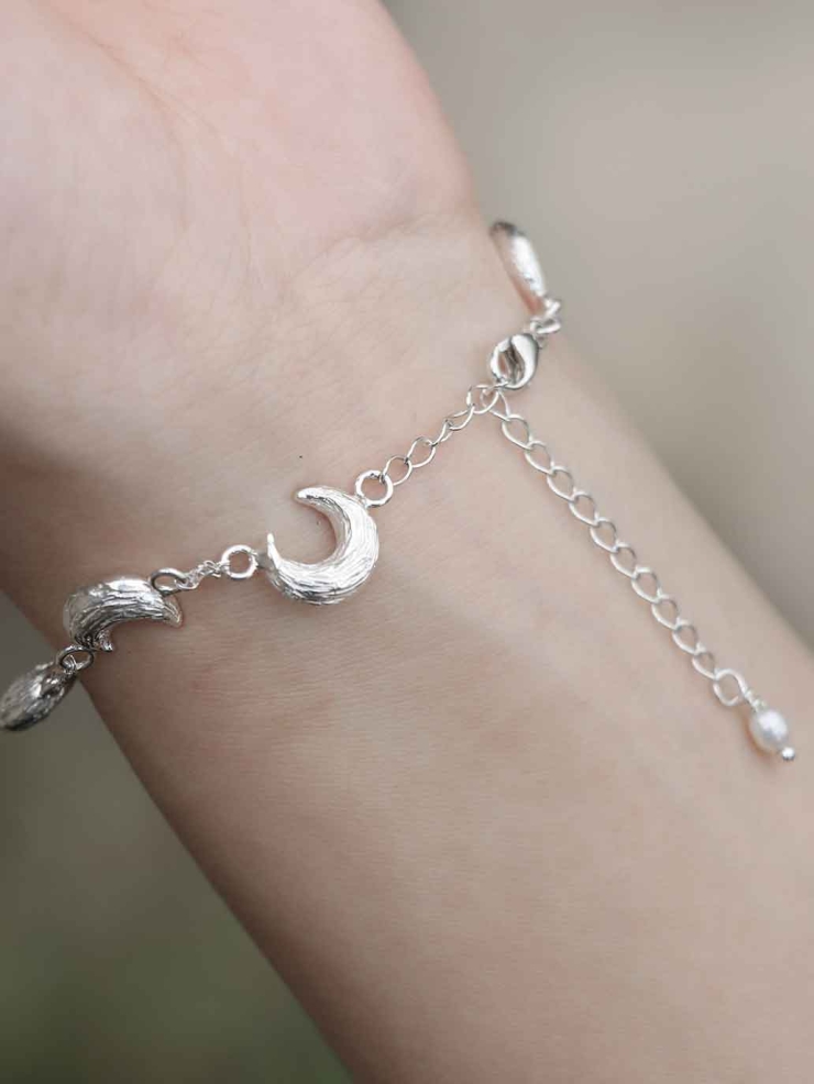 Silver Rising Moon Bracelet