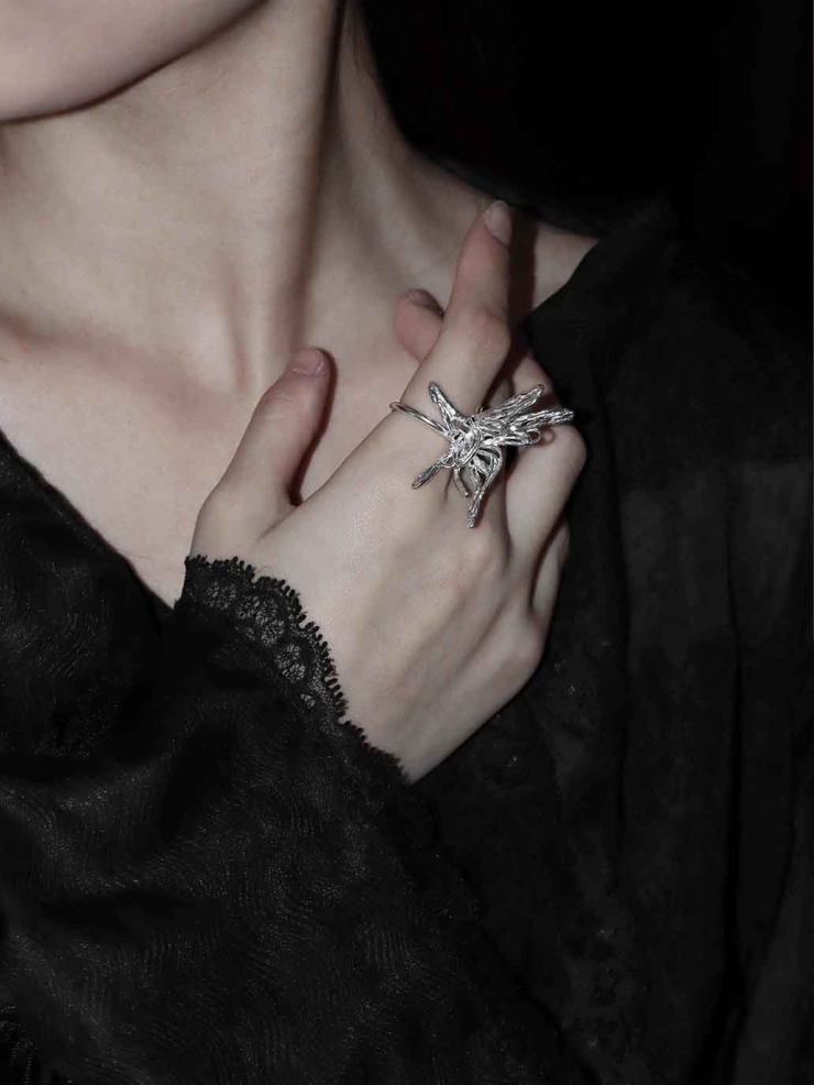 Silver Dancing Butterfly Ring