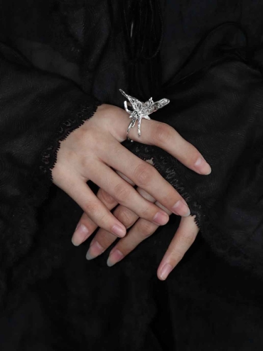 Silver Dancing Butterfly Ring