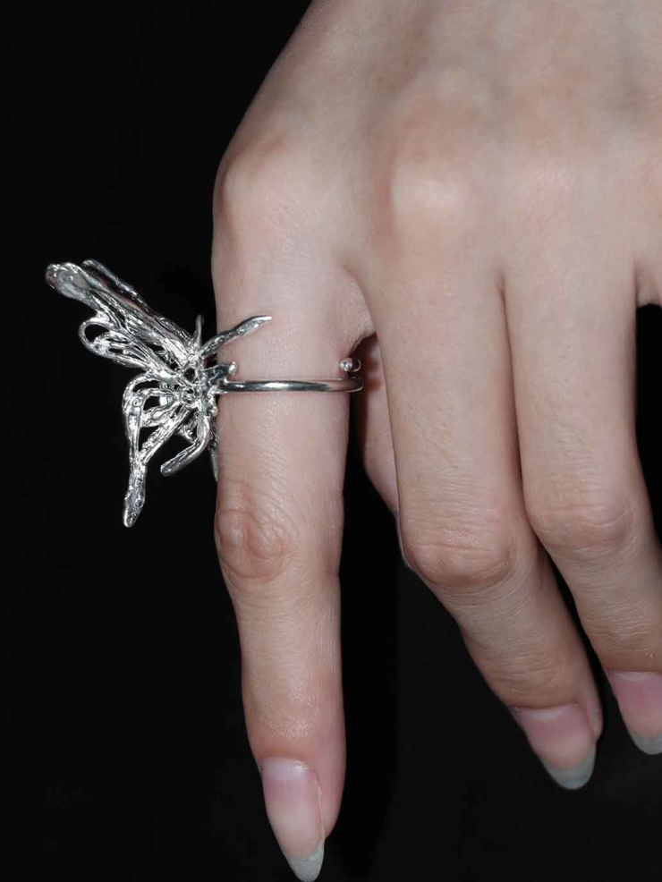 Silver Dancing Butterfly Ring