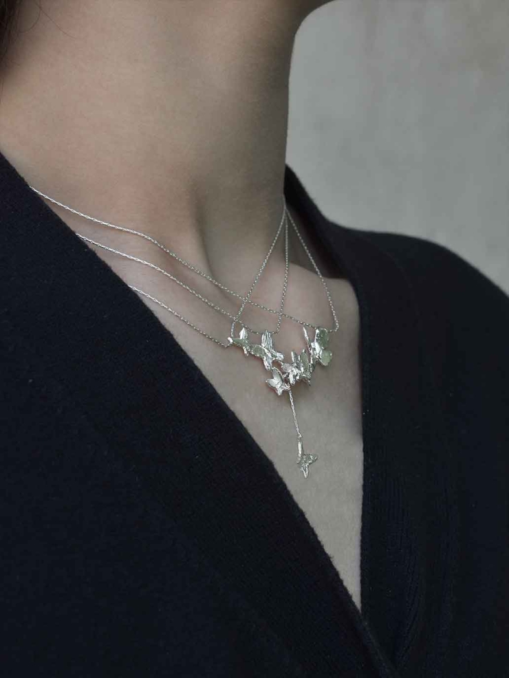 Silver Butterfly Garden Necklace